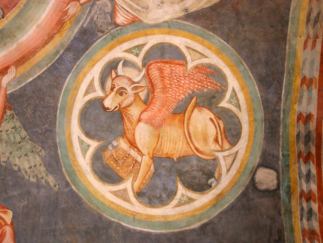 Irsina Borghi Basilicata Turistica Affreschi-nella-cripta-di-San-Francesco---Padre-Creatore-con-angeli